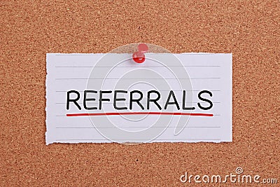 Referrals Concept Note Stock Photo