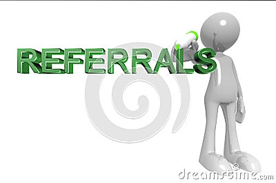 Referrals word with man Stock Photo