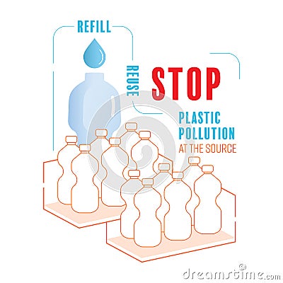 Refill Reduce Plastic 3 Vector Illustration