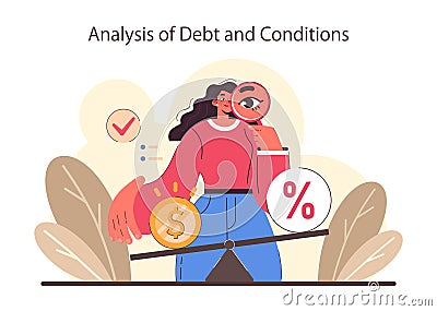 Refinance process. Loan rate reduction to lender agreements. Vector Illustration