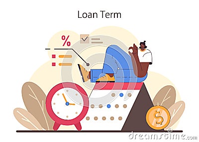 Refinance process. Loan rate reduction to lender agreements. Vector Illustration