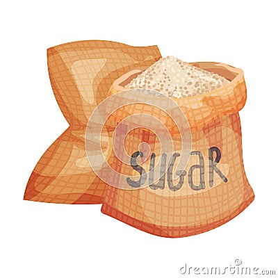 Refined Brown Sugar Poured in Sacks Vector Illustration Vector Illustration