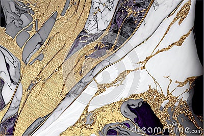 Refined Gleam: AI Generated Abstract Texture Photography Showcasing White Gold Gleam on Artificial Marble Cartoon Illustration