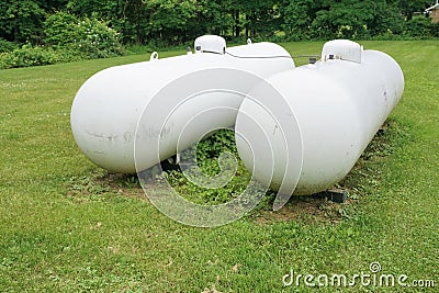 Propane in white containers Stock Photo
