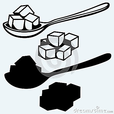 Refined white sugar, spoon Stock Photo