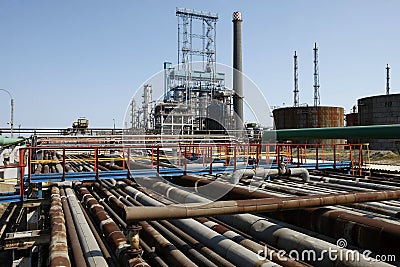 Refinery oil pipes Stock Photo