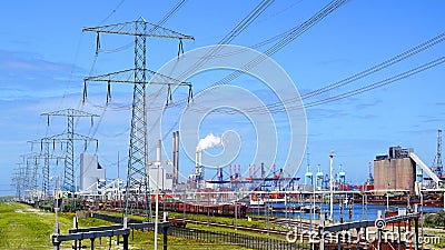 Refinery plant at Europort harbor, Rotterdam Stock Photo