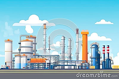 refinery, processing oil into gasoline and other products Stock Photo