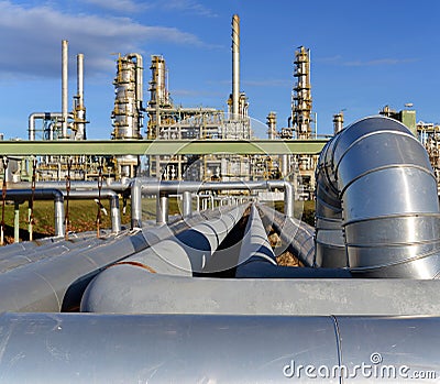 Refinery for the production of fuel - architecture and buildings Stock Photo