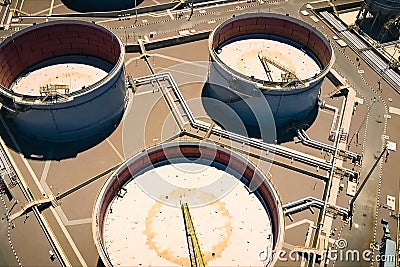 Refinery and storage facilities of oil and petroleum products. Editorial Stock Photo