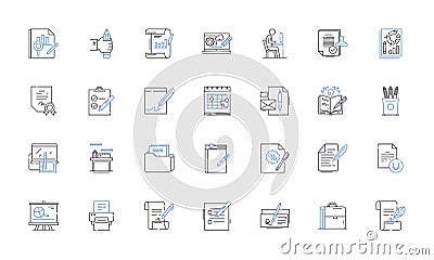 Refining line icons collection. Purify, Distill, Clarify, Extract, Homogenize, Concentrate, Process vector and linear Vector Illustration
