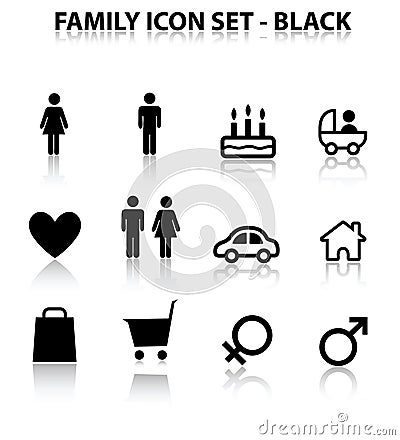 Reflect Family Icon Set Vector Illustration