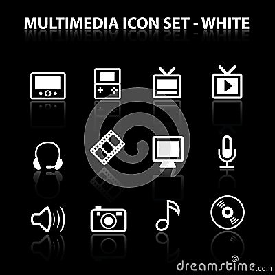 Reflect Multimedia Icon Set Vector Illustration