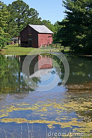 Reflected Barn Stock Photo