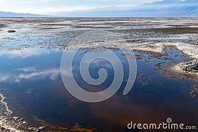 Reflected clouds in rehydrated Owens Lake, California, USA Stock Photo