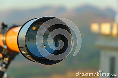 Reflected image of the star lens Stock Photo