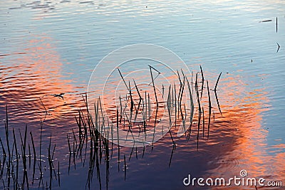 Reflected sunset on the water Stock Photo