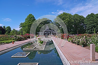 Reflecting pool in the rose garden at the Royal Botanical Gardens Editorial Stock Photo