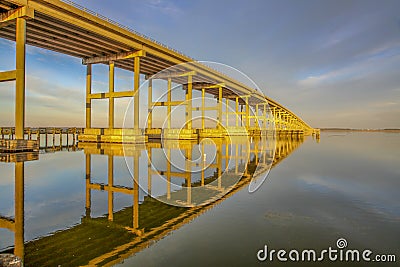 Reflection of a bridge Stock Photo