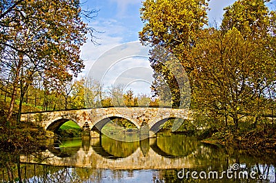 Reflection of Burnside's Bridge at Antietam Stock Photo