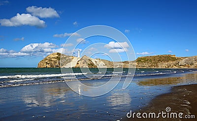 Reflection in Castlepoint beach Stock Photo