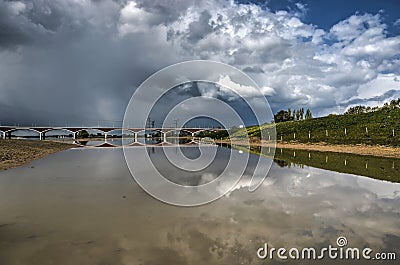 Dramatic sky reflecting Stock Photo