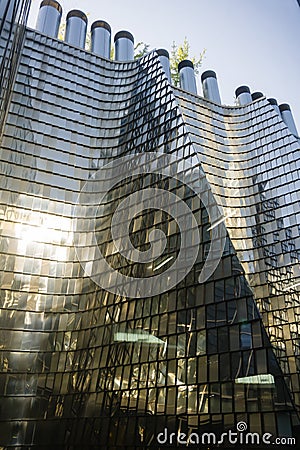 Reflection in the glass building Stock Photo