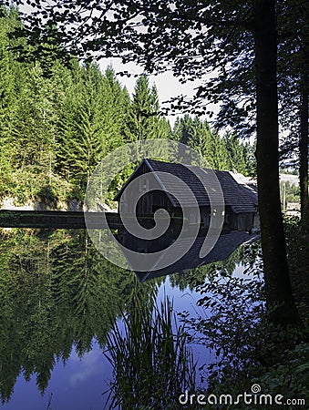 Reflection on a Lake Bajer, Croatia Stock Photo