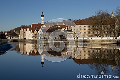 Reflection of Landsberg am Lech Stock Photo