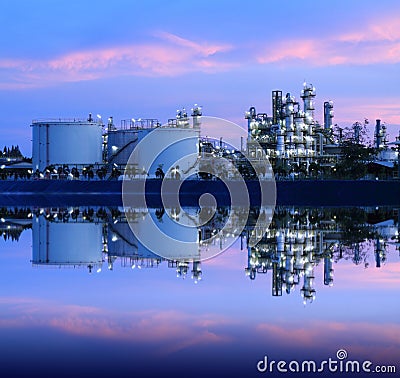 Reflection of petrochemical industry. Stock Photo
