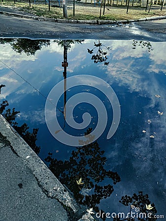 Reflection, puddle, blue photography Stock Photo