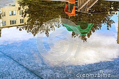 Reflection in puddle Stock Photo