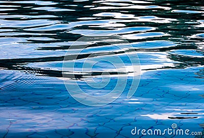 Reflection of sky on moving water surface in the pool Stock Photo