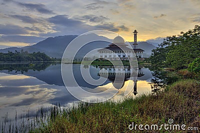 Reflections of Darul Quran Mosque, Selangor Stock Photo