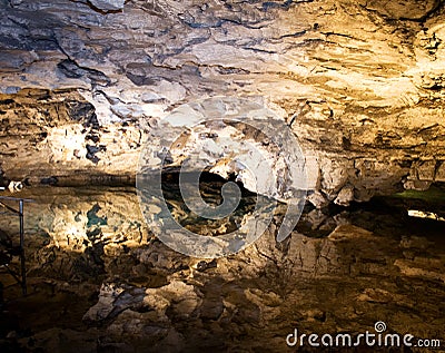 Reflection in underground lake Stock Photo