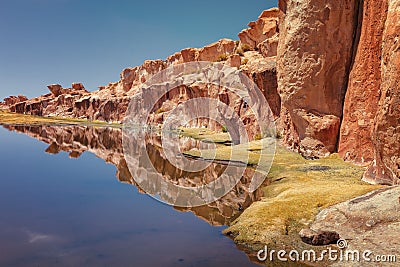 Reflections in Black Lagoon black lake, Valley of the Rocks, n Stock Photo