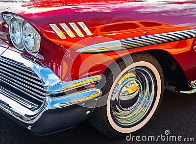 Reflections and a 1958 Chevy Stock Photo