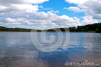 Reflections at Fewston Reservoir, Washburn, North Yorkshire, England. Stock Photo