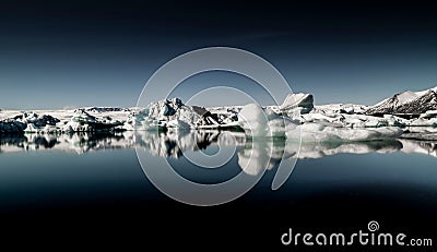 Reflections at the glacial lagoon in Iceland Stock Photo