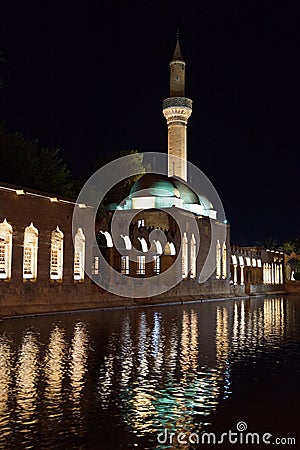 Reflections of Halil Rahman Cami on the pool of Abraham Stock Photo