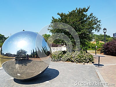 Reflective ball in the Charlotte uptown park Stock Photo