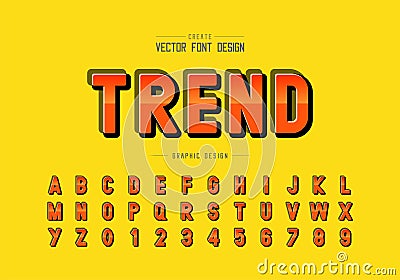 Reflective font and alphabet vector, Gradient style typeface letter and number design Vector Illustration
