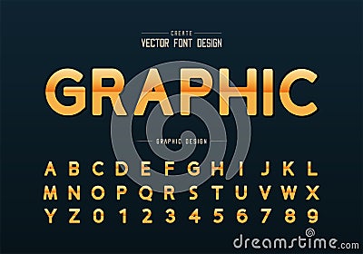 Reflective font and round alphabet vector, Gradient design typeface and number Vector Illustration