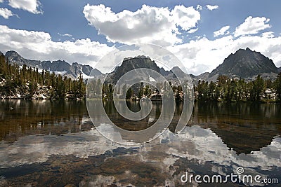 Reflective isolated mountain lake Stock Photo