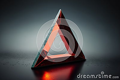 a reflective red triangle to signal a collision Stock Photo