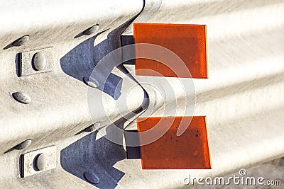 Reflector of a guardrail Stock Photo