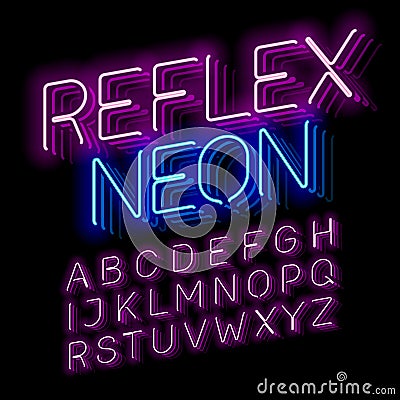 Reflex Neon font Vector Illustration