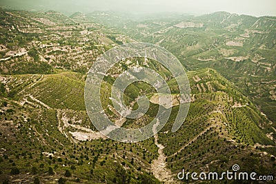 Reforested areas in the mountains, Shanxi Province, China Stock Photo