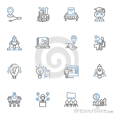 Reform line icons collection. Change, Progress, Innovation, Adjustment, Modification, Modernization, Development vector Vector Illustration