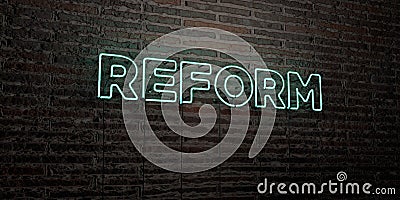 REFORM -Realistic Neon Sign on Brick Wall background - 3D rendered royalty free stock image Stock Photo